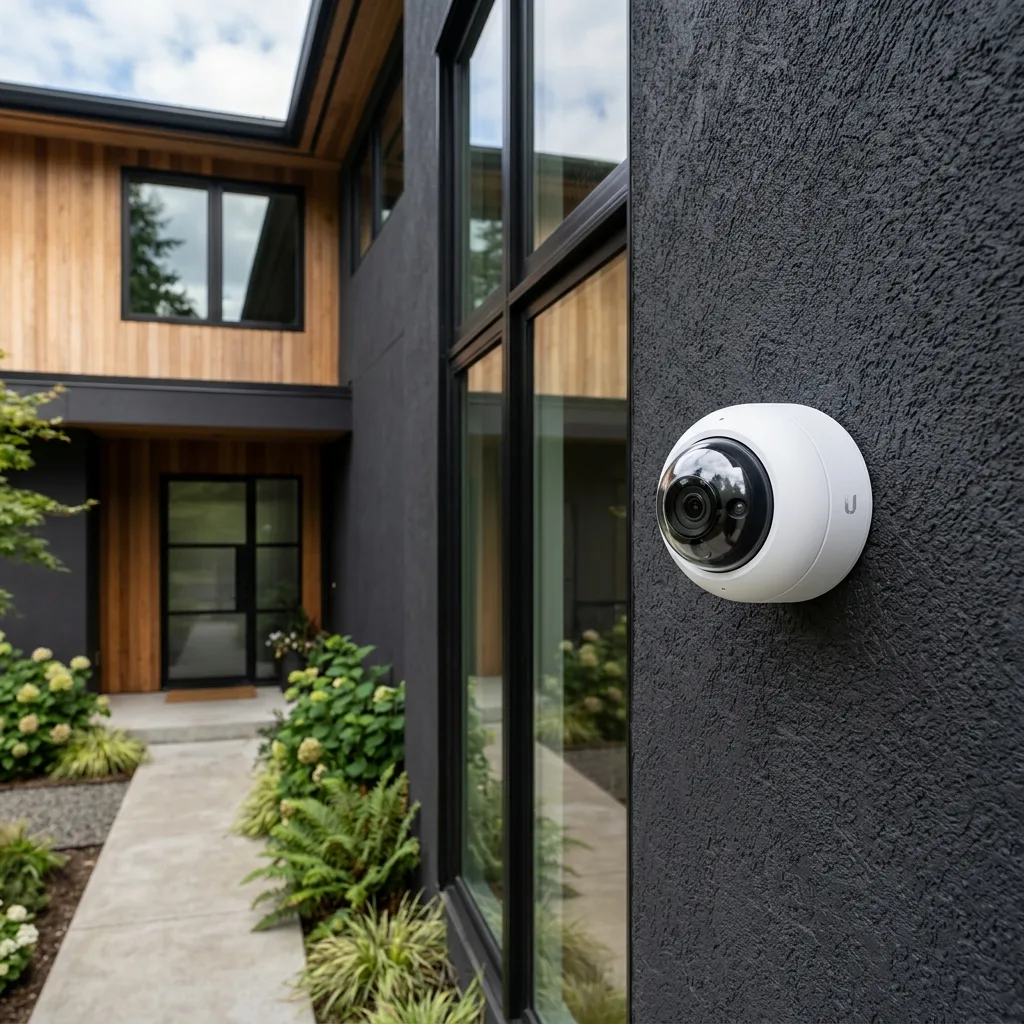 Premium Optical Surveillance Mount on Exterior Wall
